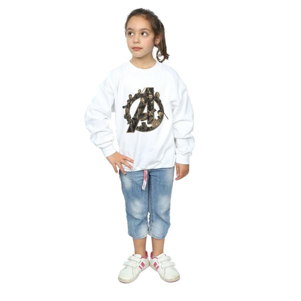Marvel Girls Avengers Infinity War Marvel Logo Sweatshirt 9-11 White 9-11 Years