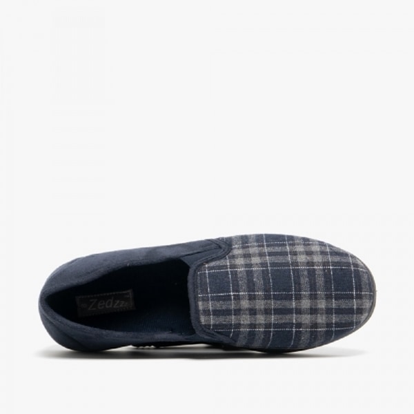 Zedzzz herr Harley Check filt kilklack tofflor 6 UK marinblå/rutig Navy Blue/Check 6 UK