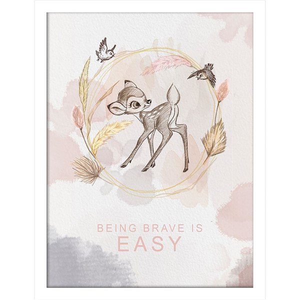 Bambi Att Vara Modig Är Lätt Inramad Affisch 40cm x 30cm Vit/Grå White/Grey 40cm x 30cm