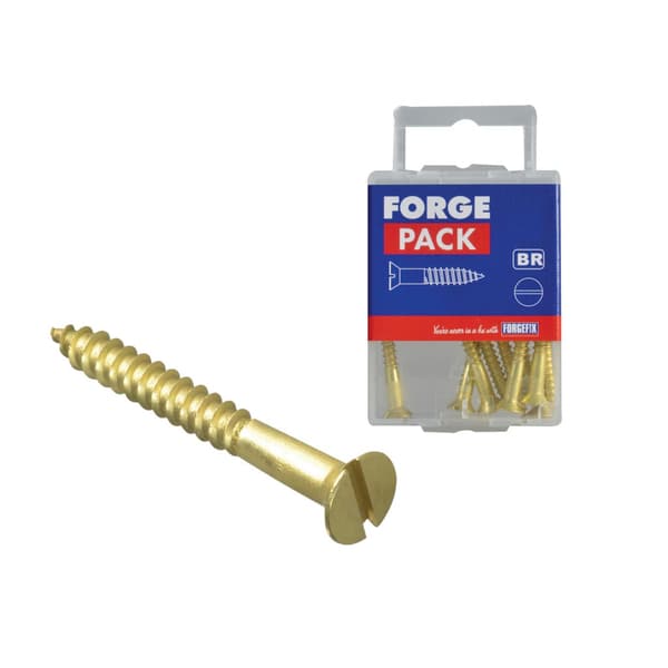 Forgefix Träskruvar, Spårskruv, Försänkt, Mässing 1.1/2 tum x 8 ForgePack Multi Colour 1.1/2in x 8 ForgePack 10