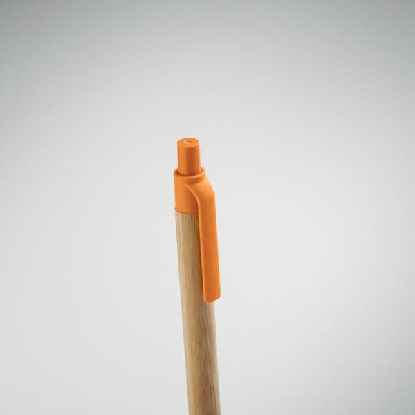 MidOcean Itea Färgad Tryckknapp Bambu & Vetehalm Kulspetspenna Orange One Size