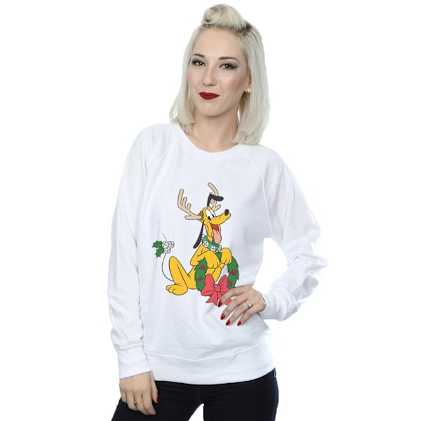 Disney Dam/Kvinnor Pluto Jul Ren Sweatshirt S Vit White S