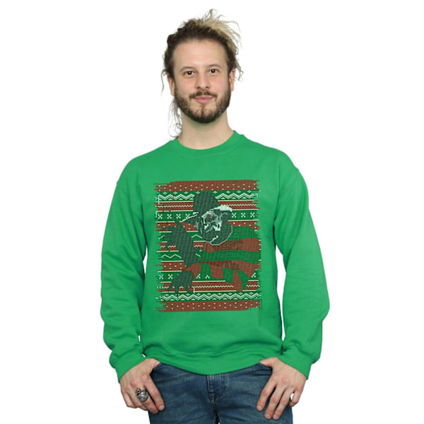 A Nightmare On Elm Street Herr Jul Fair Isle Sweatshirt X Irish Green XL