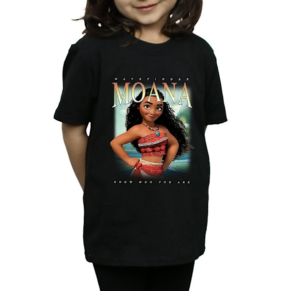 Moana flickor montage bomull T-shirt 5-6 år svart Black 5-6 Years
