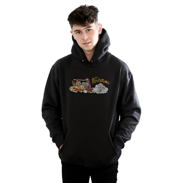 The Flintstones Herr Familjebil Distressed Hoodie L Svart Black L