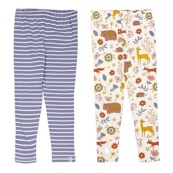 Lilly & Sid Barn/Barn Djur Ränder Leggings (2-pack) Blue/Multicoloured 3-6 Months