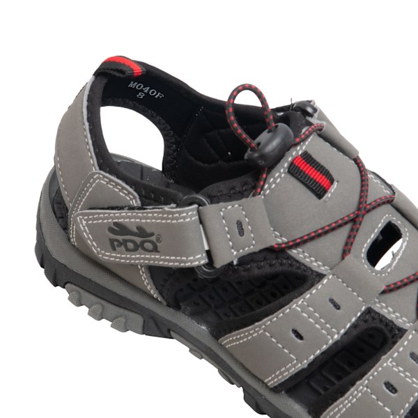 PDQ herr toggle & touch fäste syntetisk nubuck trail sandal Grey/Red 10 UK