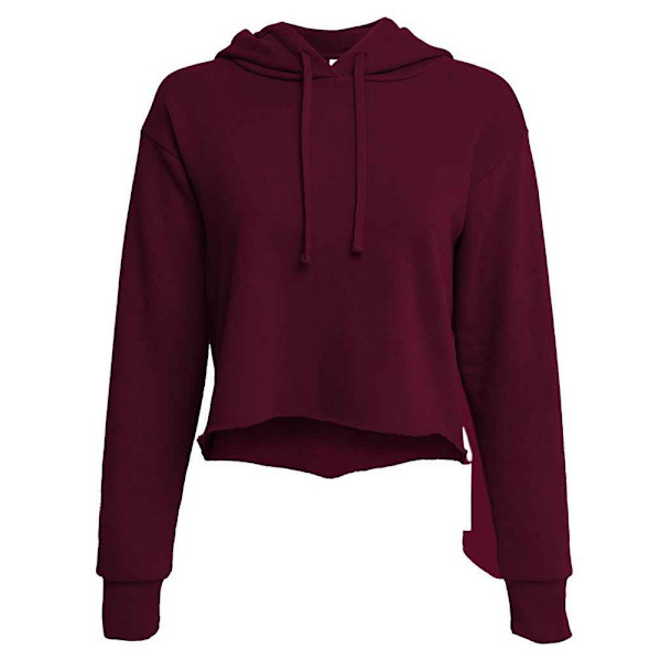 Next Level Apparel Dam/Kvinnor Laguna Raw Edge Crop Hoodie L Maroon L