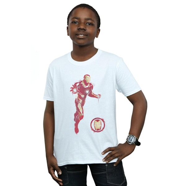 Marvel Pojkar Avengers Endgame Målad Iron Man T-Shirt 7-8 År White 7-8 Years