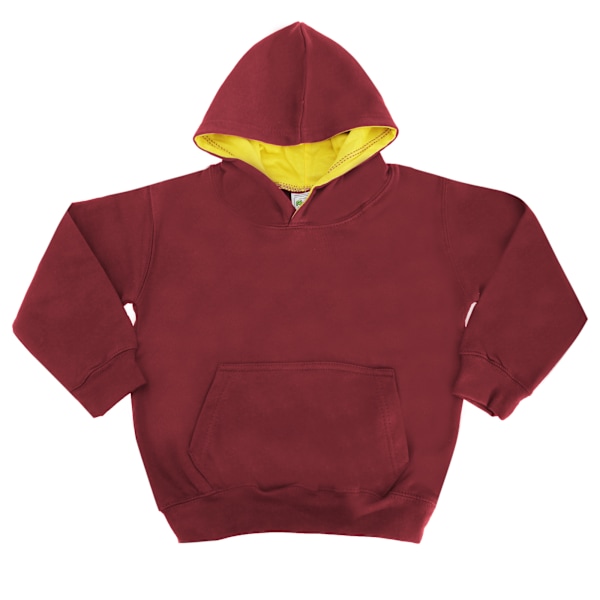 Awdis Kids Varsity Hooded Sweatshirt / Hoodie / Skoltröja 7-8 Burgundy/Gold 7-8