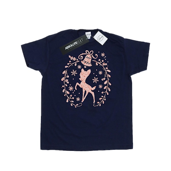 Disney Dam/Damer Bambi Julkrans Bomull Boyfriend T-Shirt XXL Marinblå Navy Blue XXL