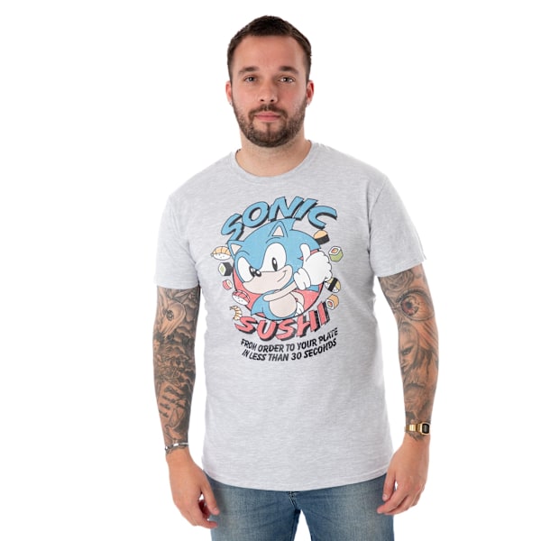 Sonic The Hedgehog Sushi T-shirt för män, kortärmad, XL, gråmelerad Grey Marl XL