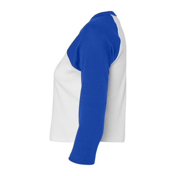 Bella + Canvas Dam Micro-Rib Raglan T-shirt med 3/4-ärm White/True Royal S