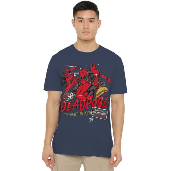 Deadpool Unisex Vuxen Attityd T-shirt M Heather Navy Heather Navy M