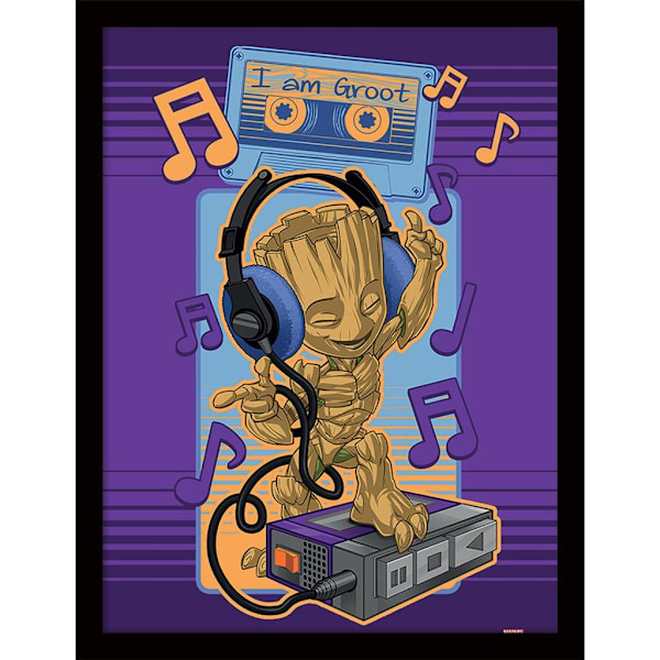 Guardians Of The Galaxy I Am Groot Inramad Poster 40cm x 30cm Violett Violet/Brown/Black 40cm x 30cm
