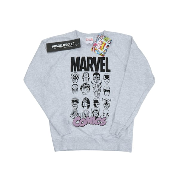 Marvel Comics Mono Multi Heads Sweatshirt S Heather Grey för damer Heather Grey S