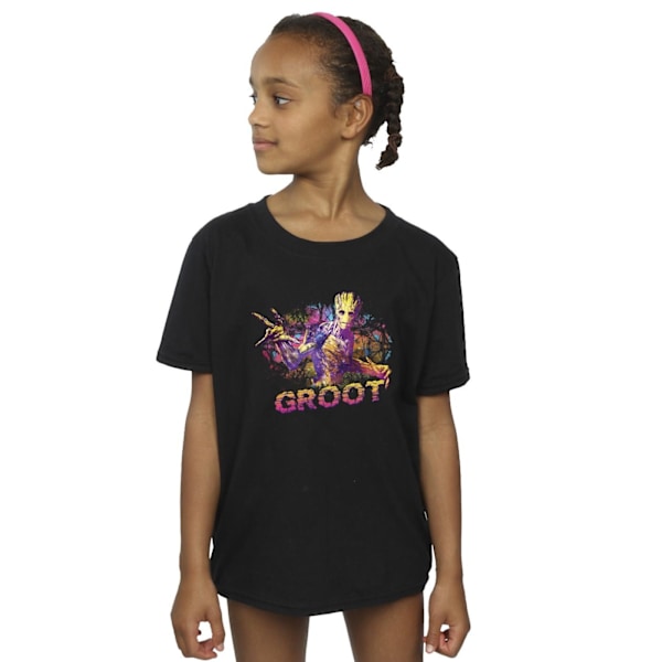 Marvel Girls Guardians Of The Galaxy Abstract Groot Bomull T-Sh Black 7-8 Years