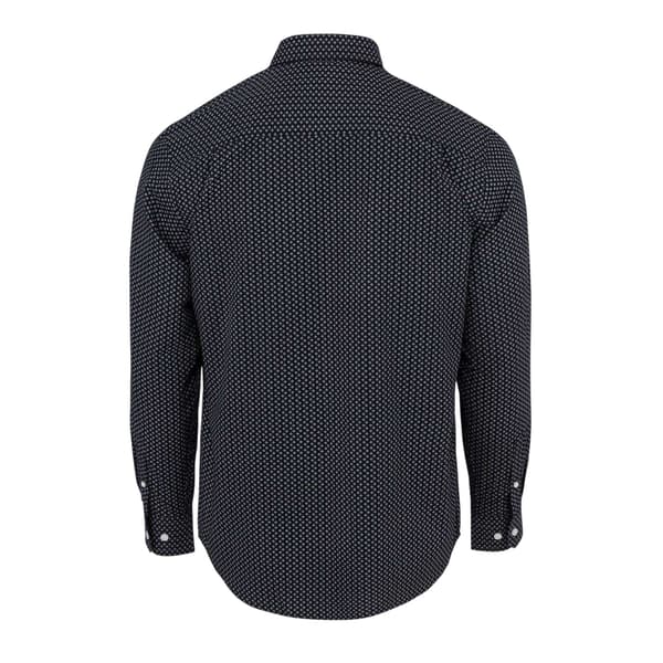 Fabric Herr Mönstrad Poplin Långärmad Skjorta M Svart Black M