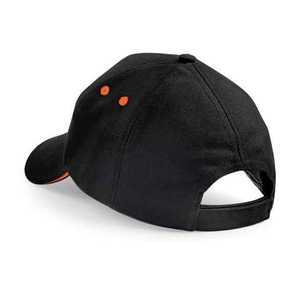 Beechfield Unisex Ultimate 5 Panel Contrast Baseball Cap Med S Black/Orange One Size