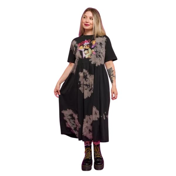 Gremlins Dam/Flickor Gizmo Stjärna Batik Midi Smock Klänning S Ch Charcoal S