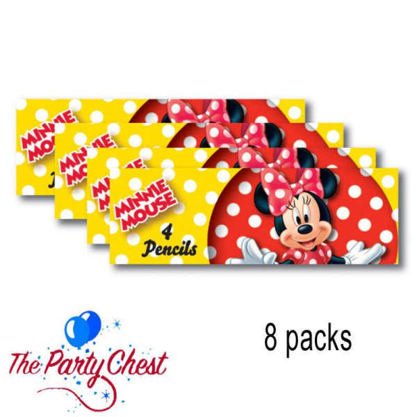 Disney Minnie Mouse Penns Set (Pack med 8) One Size Röd/Gul Red/Yellow One Size