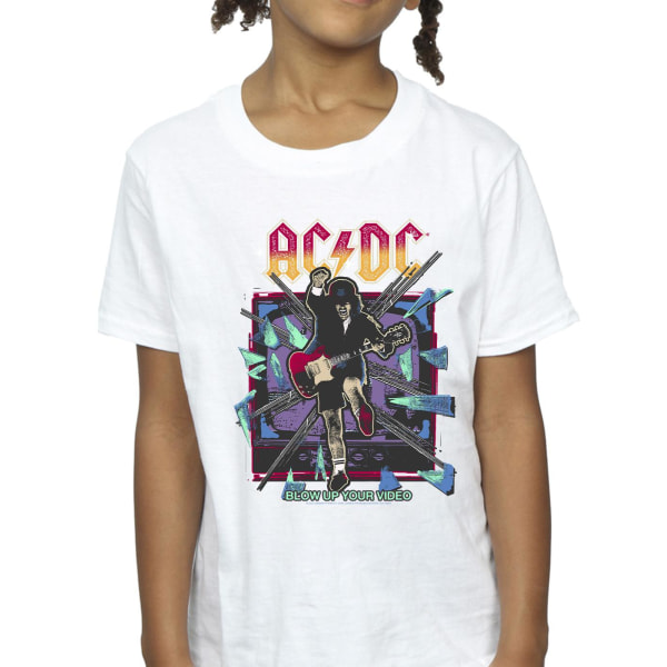 ACDC Girls Blow Up Your Video Jump Cotton T-Shirt 5-6 år Whi White 5-6 Years