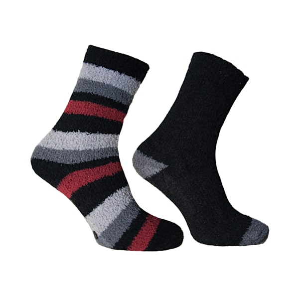 Pierre Roche Premium Lounge-strumpor för män (2-pack) UK 6 Red/Grey UK 6-11