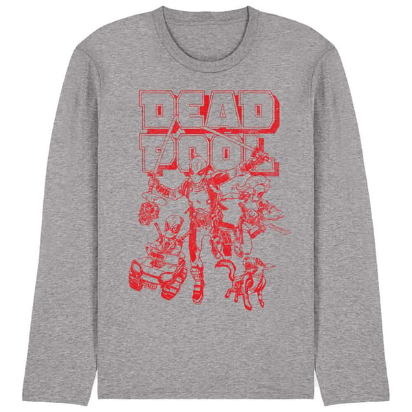 Deadpool Unisex Vuxen Corps Red Attack Heather Långärmad T-shirt Athletic S