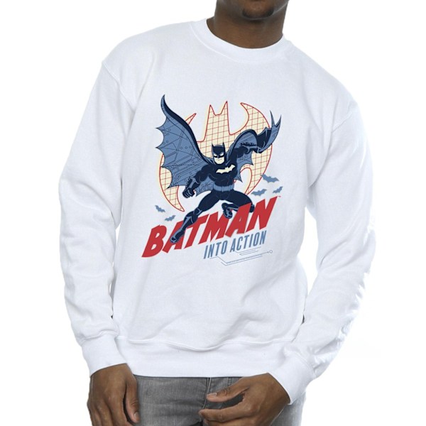 DC Comics Herr Batman Into Action Sweatshirt M Vit White M