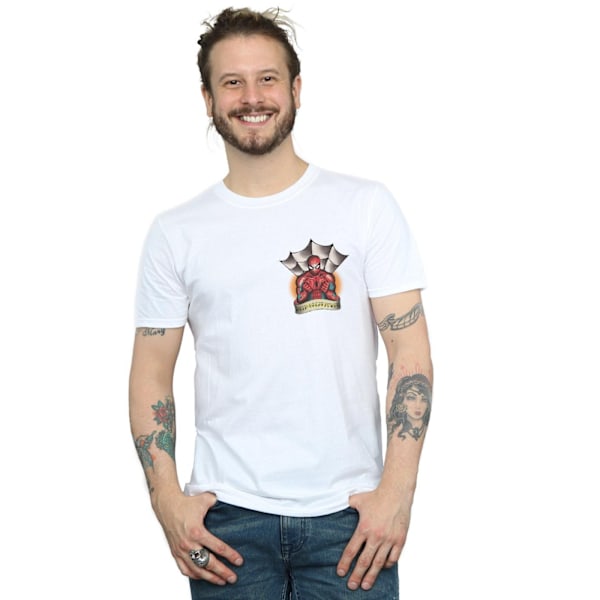 Marvel Herr Spider-Man Tatuering Brösttryck T-shirt 3XL Vit White 3XL