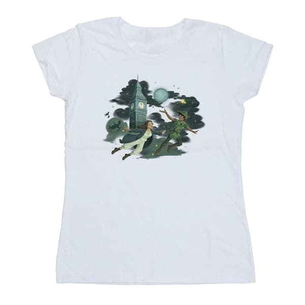 Peter Pan och Wendy Dam Big Ben Moln Bomulls T-shirt White M