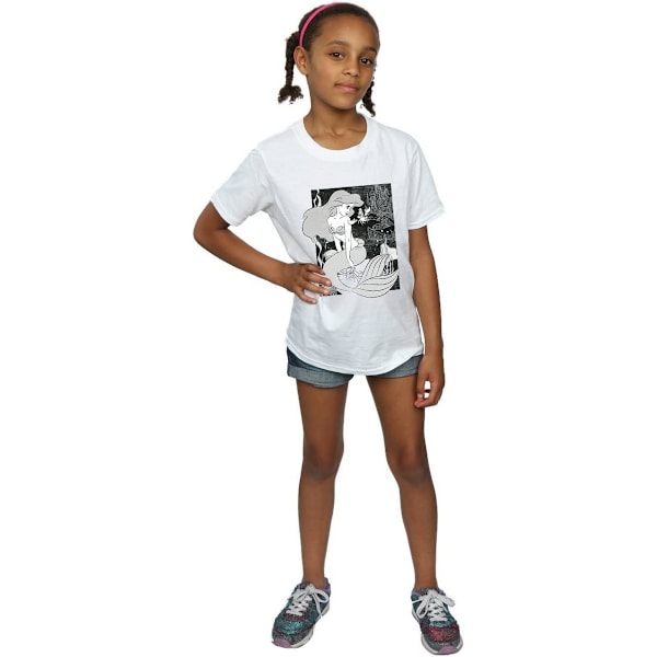 Den Lilla Sjöjungfrun Flickor Ariel Bomull T-shirt 7-8 År Vit White 7-8 Years