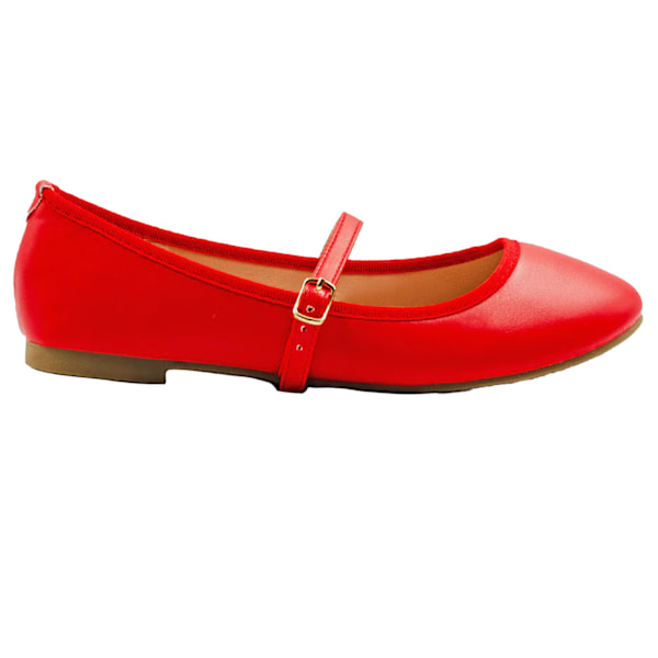 Var är det ifrån Dam/Dam Josie Faux Läder Remmar Ballerina Flats Red 5 UK