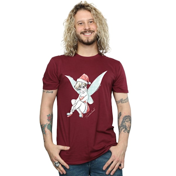 Disney Mens Tinkerbell Christmas Fairy T-Shirt M Burgundy Burgundy M