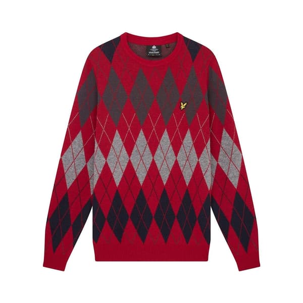 Lyle & Scott Herrtröja Argyle Stickad Rundhals S Röd Red S