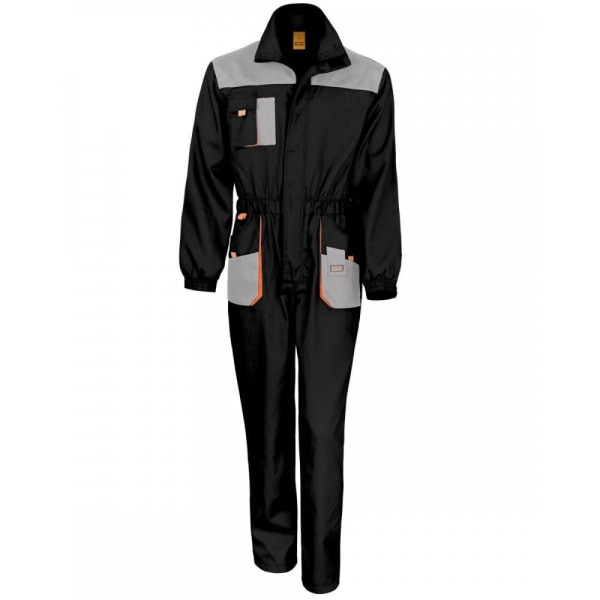Result Unisex Work-Guard Lite Workwear Overall (Andningsbar och Black / Grey / Orange L