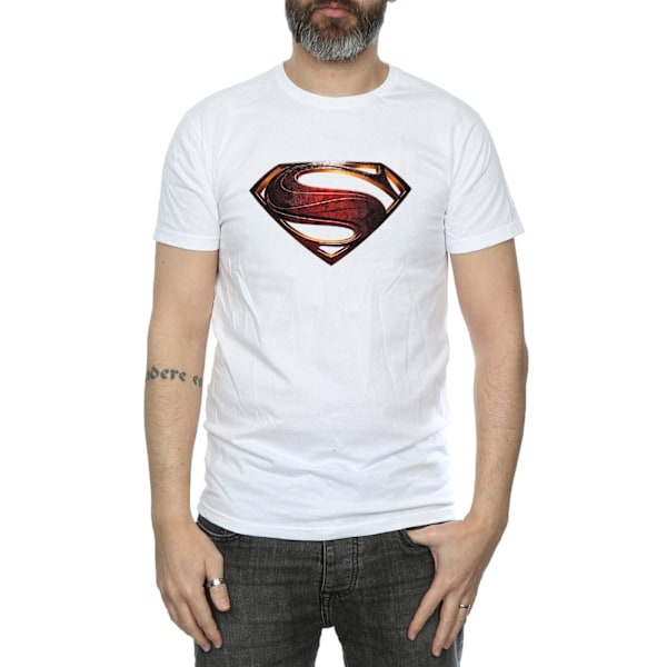 Superman T-shirt i bomull med logotyp för män, M, vit White M