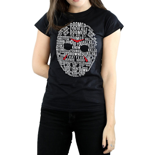 Fredag den 13:e Dam/Dam Jason Text Mask Bomull T-shirt XXL Svart Black XXL