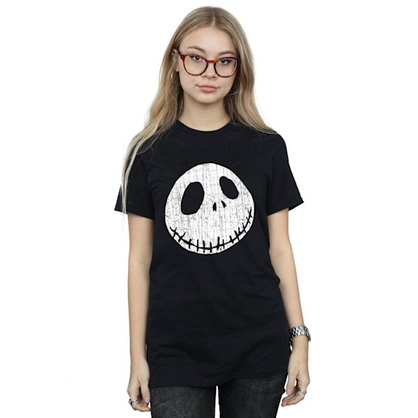 Disney Dam/Kvinnor Mardröm Innan Jul Jack Spricka Ansikte Bomull Pojkvän T-Shirt M Svart Black M