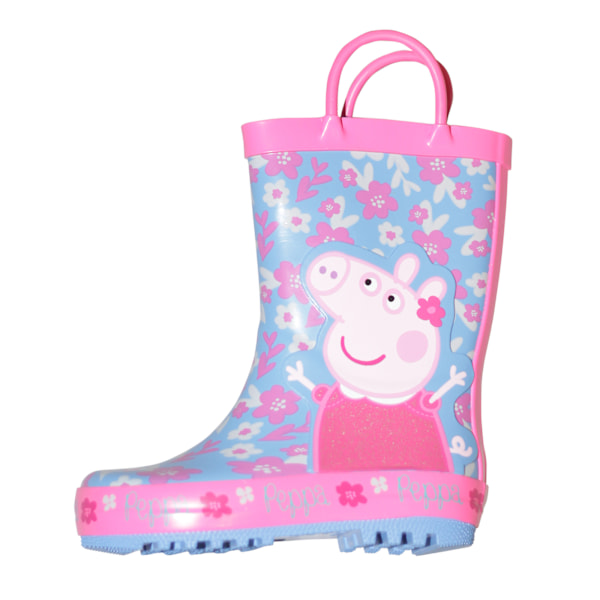 Greta Gris Flickor Blomma Gummistövlar 10 UK Barn Blå/Rosa Blue/Pink 10 UK Child