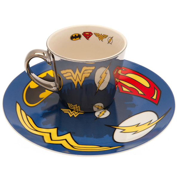 DC Comics logomugg och tallrik set One Size Vit/Blå/Gul White/Blue/Yellow One Size