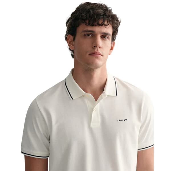 Gant Herr Broderad Pikétröja S Vit White S