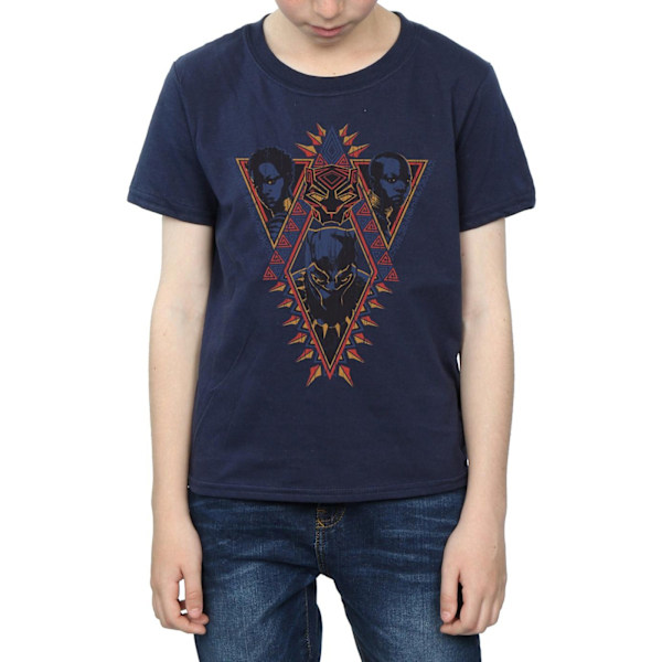 Marvel Boys Black Panther Tribal Heads T-Shirt 9-11 år Marinblå Navy Blue 9-11 Years