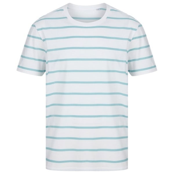 Randig T-shirt för män på främre raden S Vit/Ankaäggblå White/Duck Egg Blue S