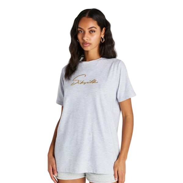 SikSilk Dam/Dam Signatur Boyfriend T-shirt 6 UK Vit White 6 UK