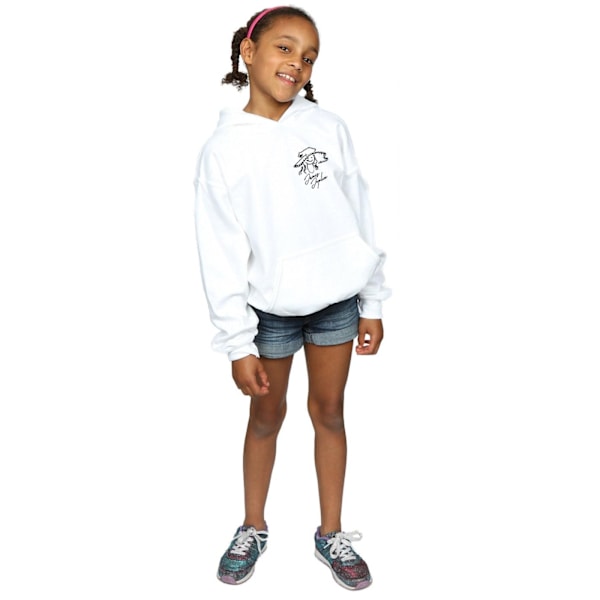 Janis Joplin Girls Outline Sketched Hoodie 7-8 år Vit White 7-8 Years