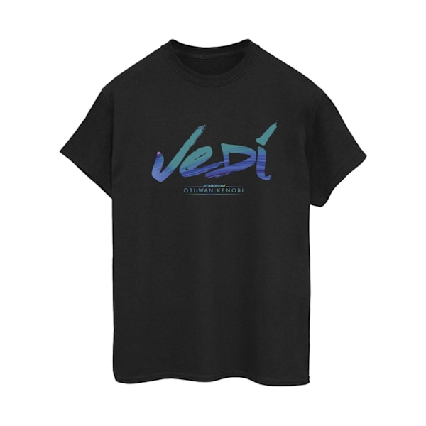 Star Wars Dam/Damer Obi-Wan Kenobi Jedi Målad Font Bomull Black M
