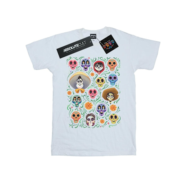 Disney Dam/Dam Coco Heads Mönster Bomull Pojkvän T-Shir White XL