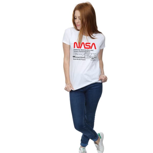 NASA Dam/Damer Classic Space Shuttle Bomull T-shirt S Vit White S