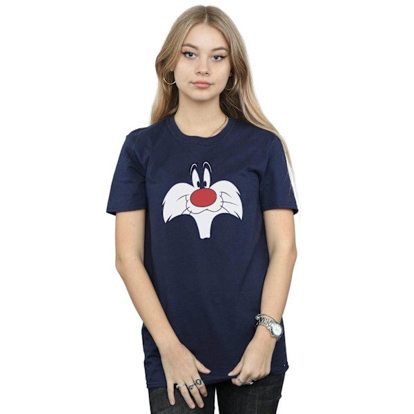 Looney Tunes Dam/Damer Sylvester Big Face Bomull Boyfriend Navy Blue L